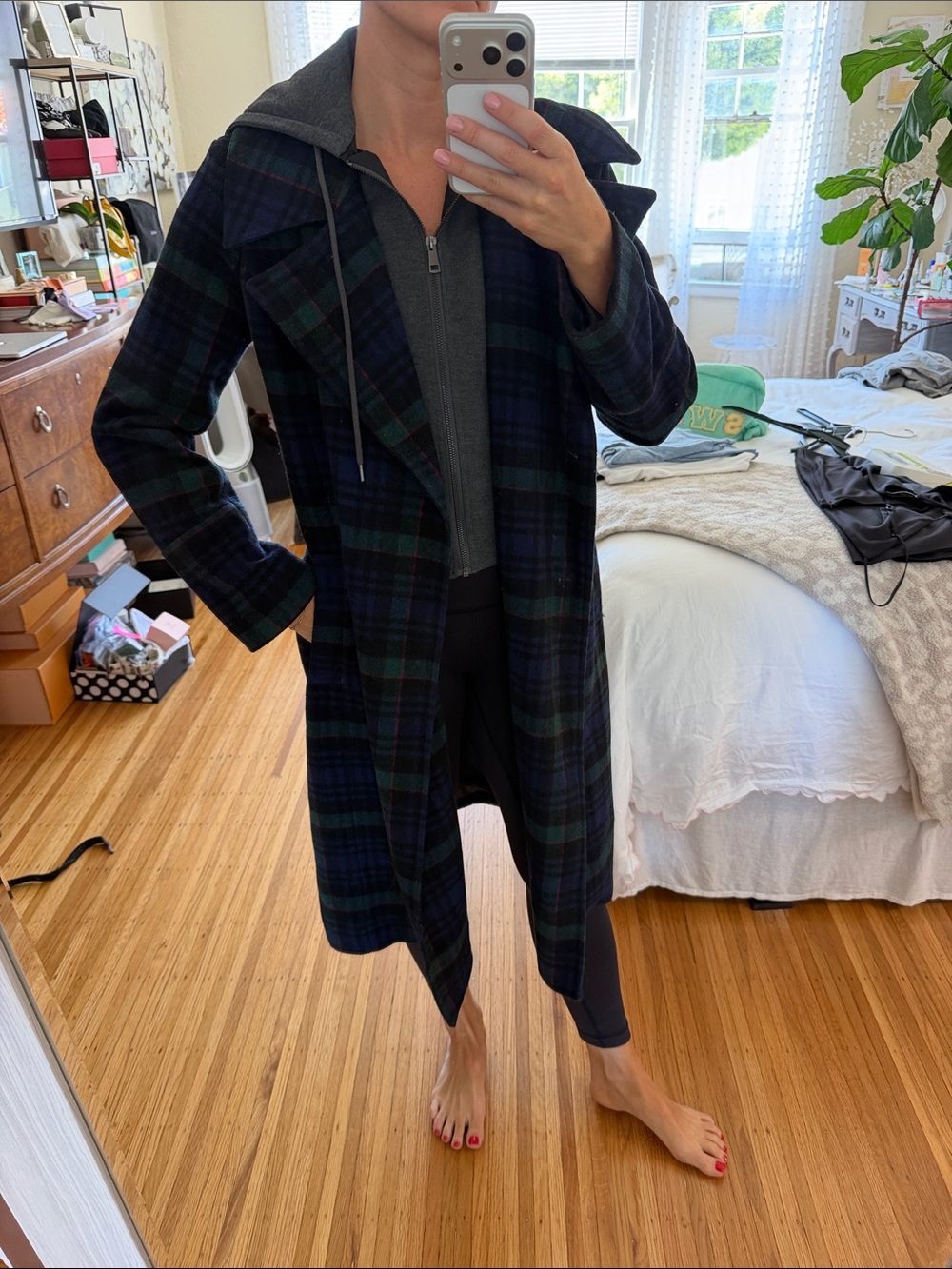 Avec Les Filles Plaid Longline Trench Coat